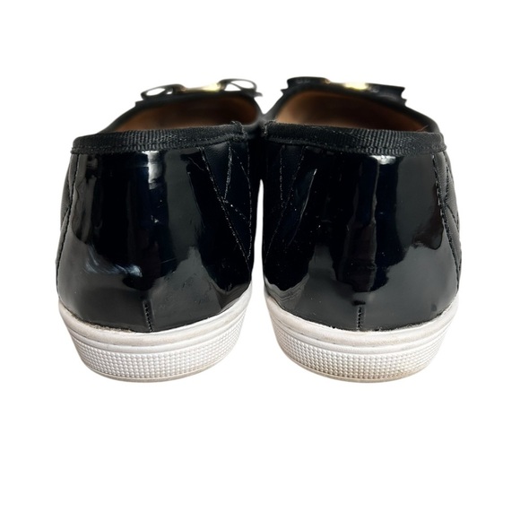 Hush Puppies Black Quilted Slip-On Flats, Size 8 Bow gold metal accent, LIKE NEW - Picture 4 of 8